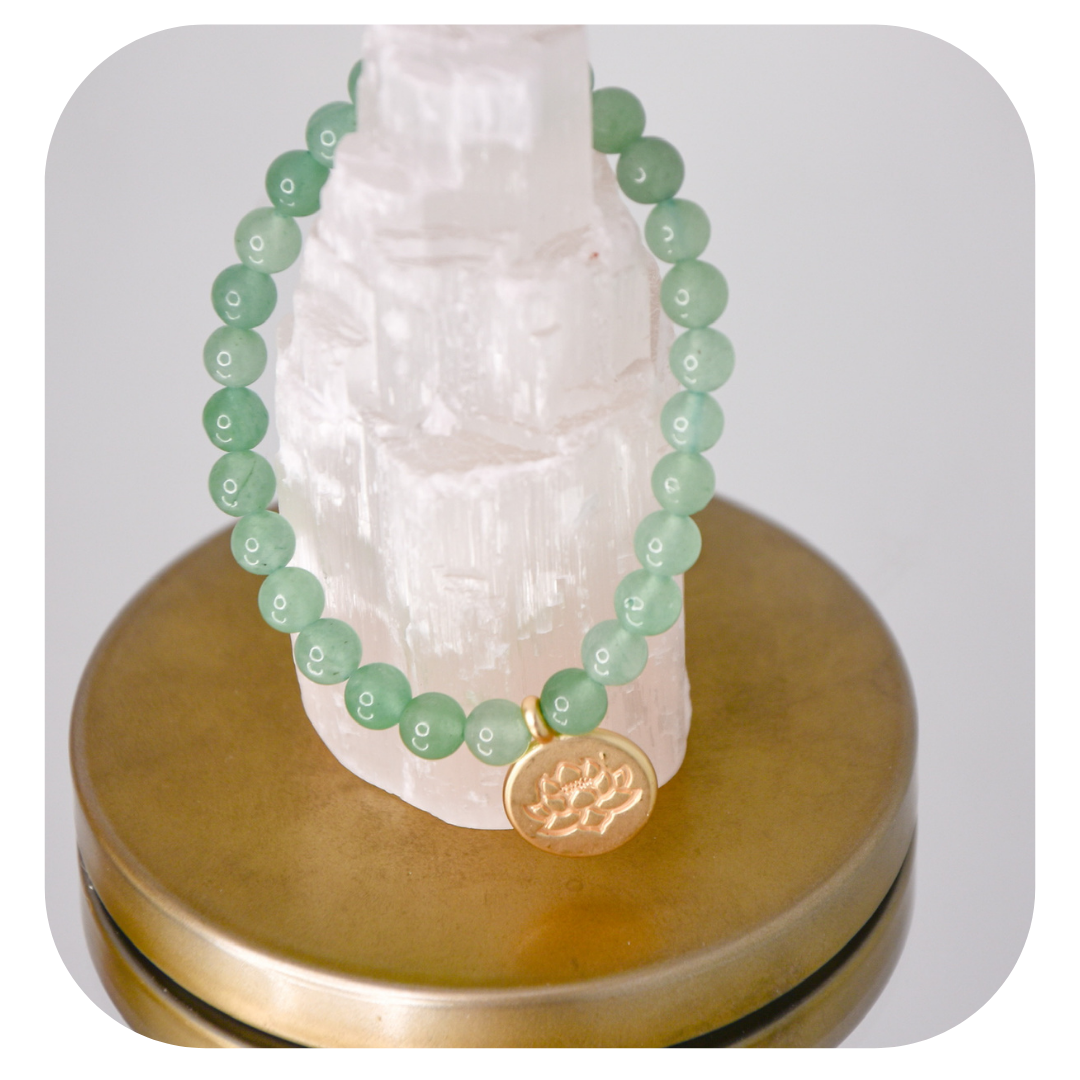 Aventurin hand mala with Lotus pendant