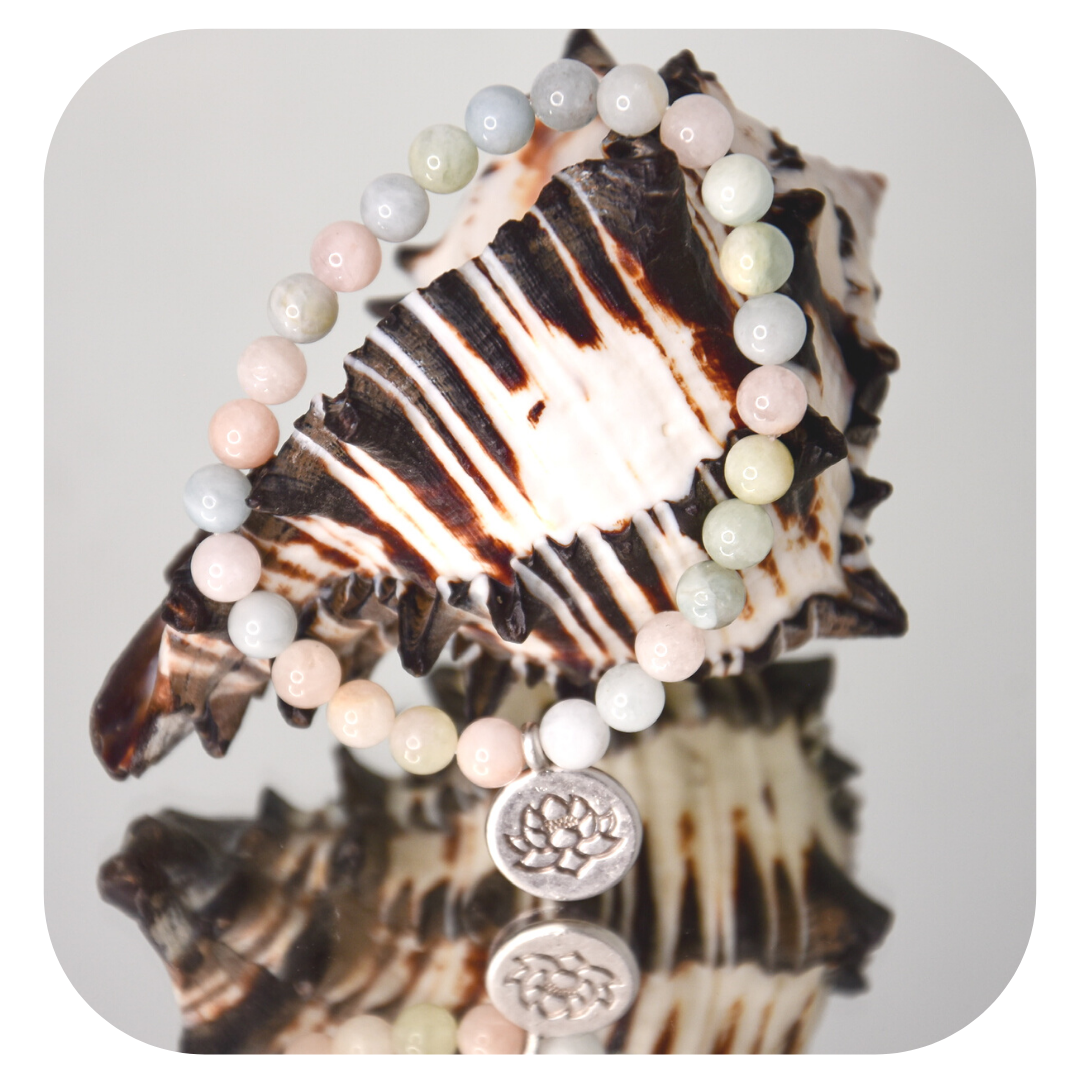 Morganite hand mala with Lotus pendant