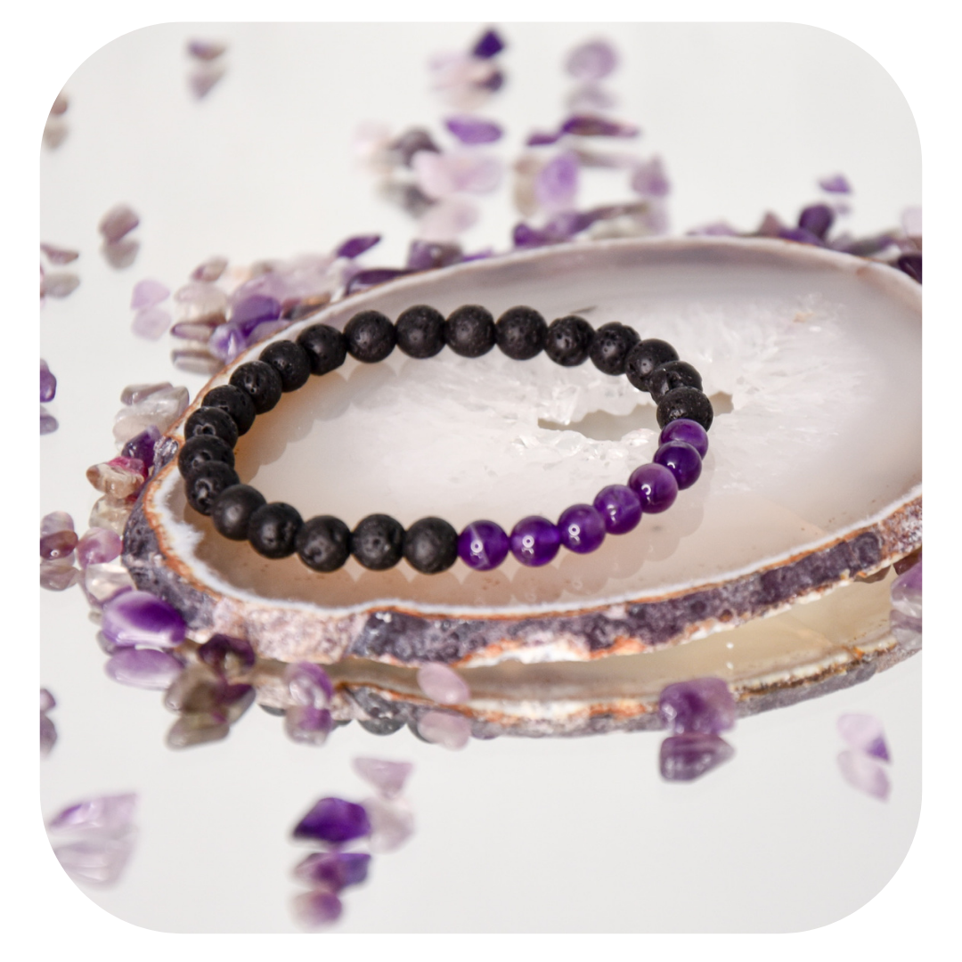 Lava Amethyst Armband 6mm